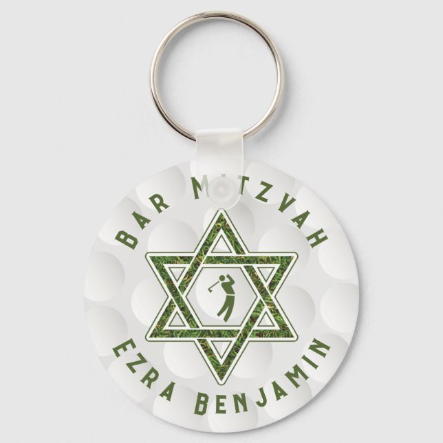 Golfing Theme Golf Bar Mitzvah Key Ring (Front)