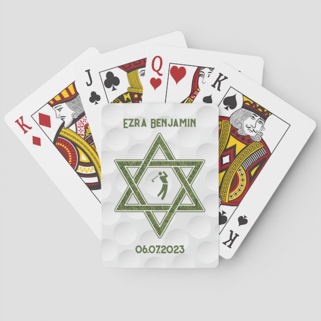 Golfing Theme Golf Bar Mitzvah Playing Cards (Back)