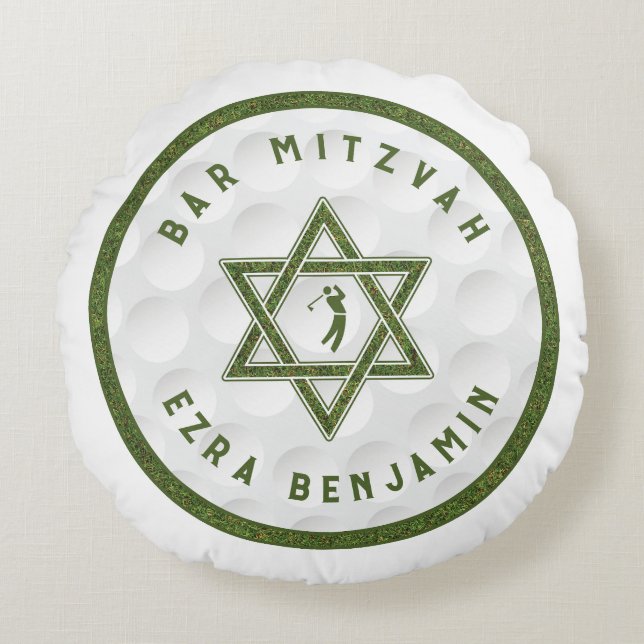 Golfing Theme Golf Bar Mitzvah Round Cushion (Front)