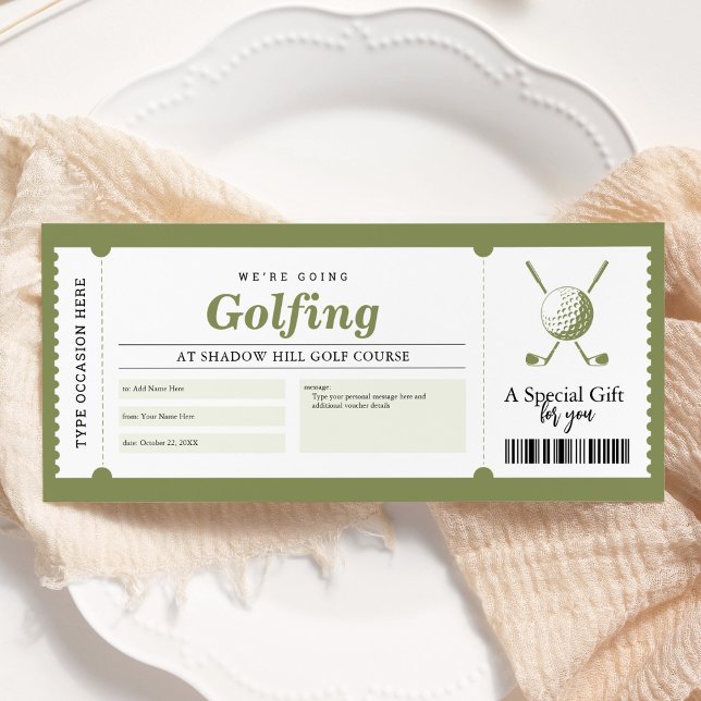 Golfing Trip Gift Certificate Voucher Invitation (Creator Uploaded)