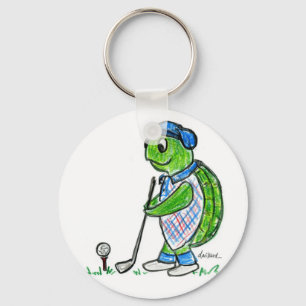 Golfing Turtle Keychain