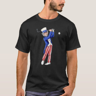Golfing Uncle Sam Golfers American Flag 4th Of Jul T-Shirt