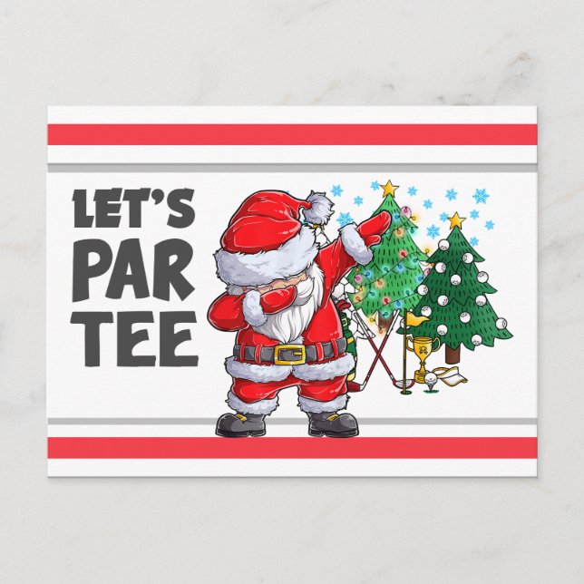  Golfing with Santa Claus Let's Par Tee Party Postcard (Front)