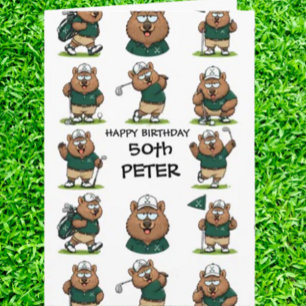 Golfing Wombat-Themed Celebration Card