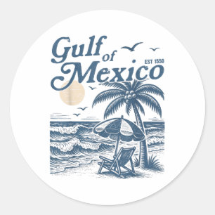 Golfo De México Gulf Coast 1550 Retro Gulf Of Mexi Classic Round Sticker