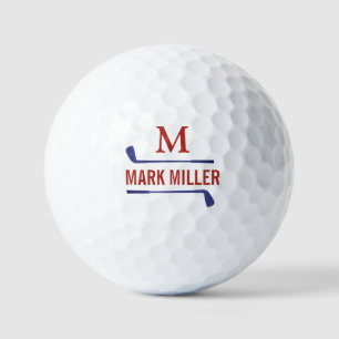 Golfplayer Cool Custom Brick-Red Monogram Golf Balls
