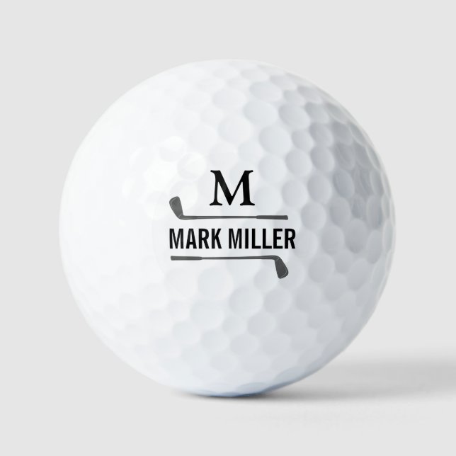 Golfplayer Custom B&W Monogram Golf Balls (Front)