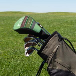 Golfplayer's name and initials striped golf head cover
