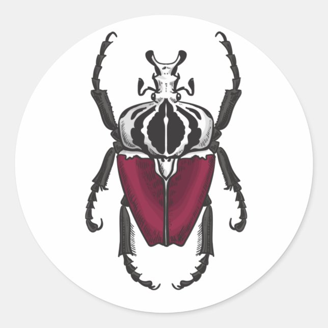 Goliath beetle classic round sticker (Front)