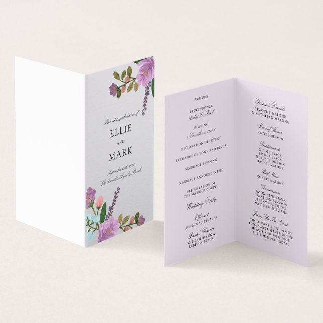 Golightly Floral Mini Wedding Program (Inside and Outside)