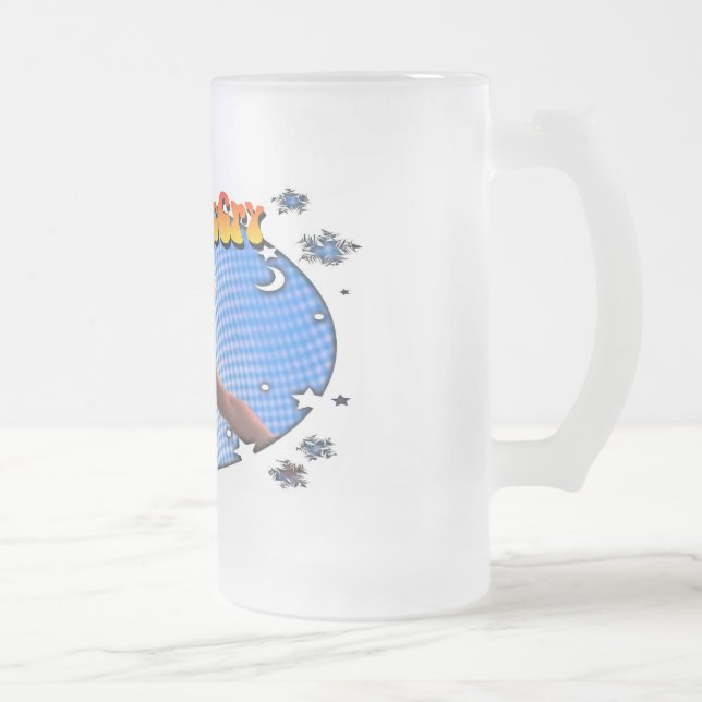 Golly McCry Frosted Glass Beer Mug (Right)