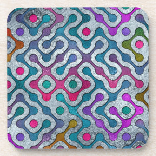 Golorful Frosted Stained Glass Geometric Pattern Coaster