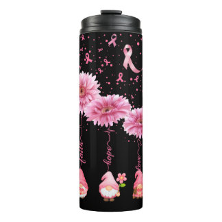Gome Pink Ribbon Faith Hope & Love Black Thermal Tumbler