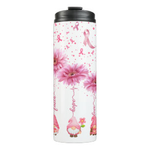 Gome Pink Ribbon Faith Hope & Love White Thermal Tumbler