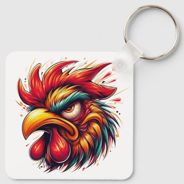 "Gomer Rooster" Double Sided Aluminum Keychain (Back)
