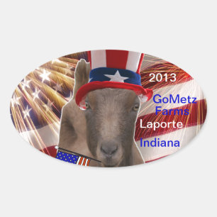 GoMetz Farms Laporte, Indiana  2013 PATRIOTIC GOAT Oval Sticker