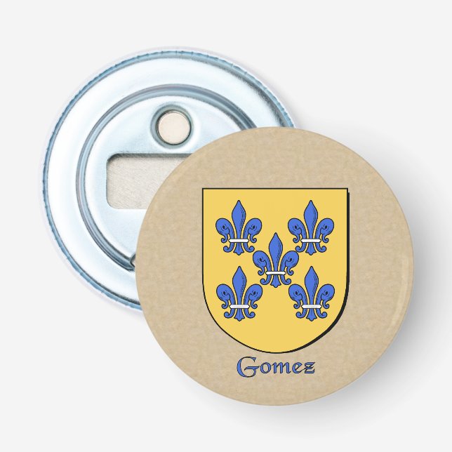 Gomez Heraldic Arms on Parchment Style Back Bottle Opener (Front)