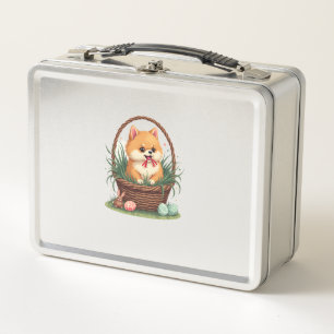 Gomi's Easter Mess Vintage Cute Easter Dog Vector Metal Lunch Box