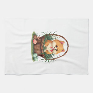 Gomi's Easter Mess Vintage Cute Easter Dog Vector Tea Towel