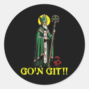 G'on Git Funny St Patricks Day Shamrock St Patty P Classic Round Sticker