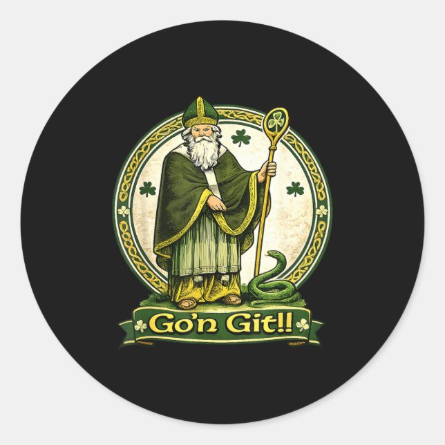 Go'n git st patrick's day irish holiday lucky classic round sticker (Front)