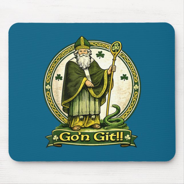 Go'n git st patrick's day irish holiday lucky mouse mat (Front)