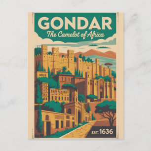 Gondar Ethiopia Retro Travel Poster Art Holiday Postcard