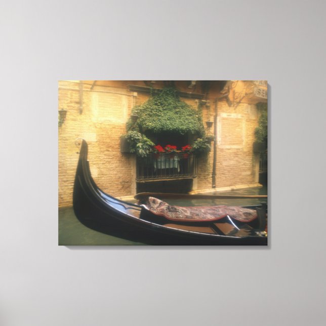 Gondola and Restaurant, Venice, Veneto, Italy Canvas Print (Front)