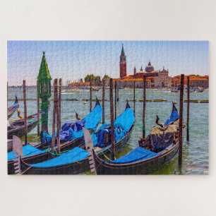 Gondola boats on water in Venice, Italy Jigsaw Puzzle