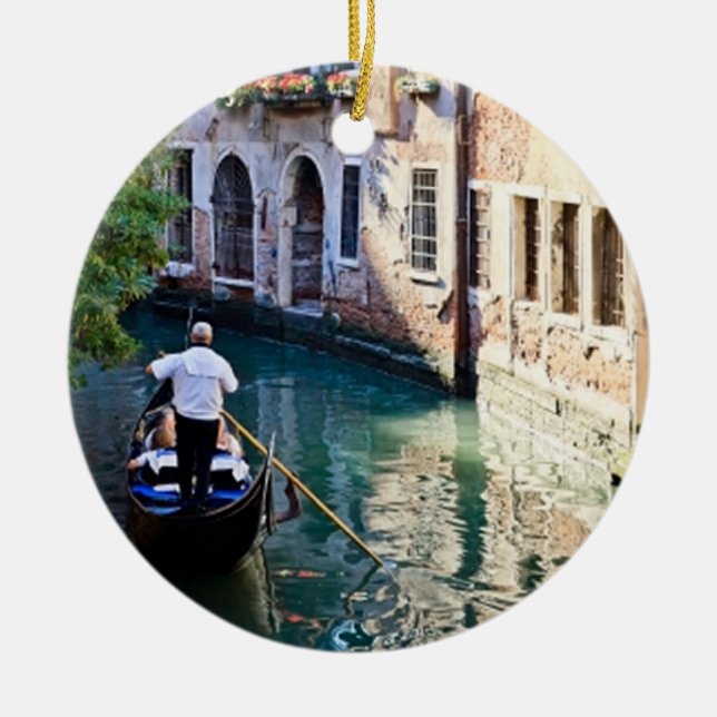 Gondola in Venice Italy Ceramic Tree Decoration (Front)