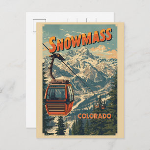 Gondola lift vintage SNOWMASS aspen Colorado skiin Holiday Postcard
