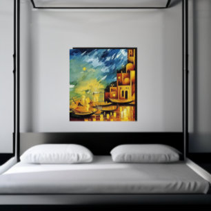 Gondola on the Canal Vintage Canvas Print