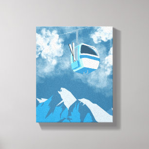 Gondola Ride Ski Mountain Winter Painting Canvas Print
