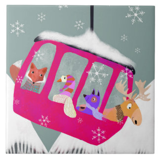 Gondola Ride with Animal Friends Ceramic Tile