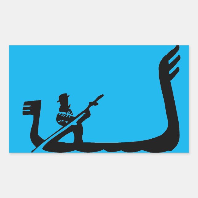 Gondola , Venice in Blue Rectangular Sticker (Front)
