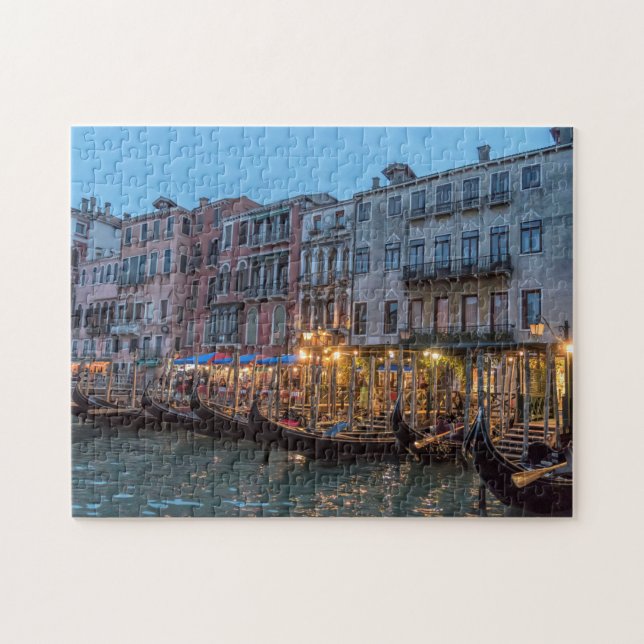 Gondolas at Dusk Photo | Venice Italy Jigsaw Puzzle (Horizontal)
