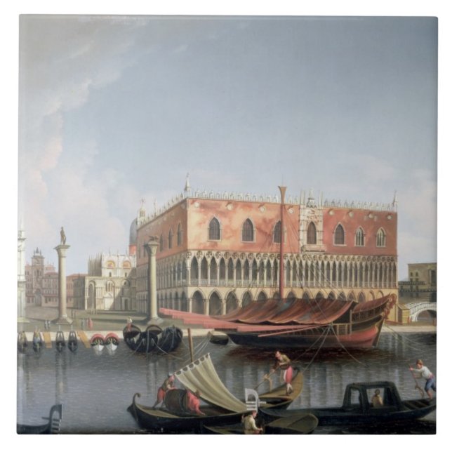 Gondolas before St. Marks Square, Venice Tile (Front)