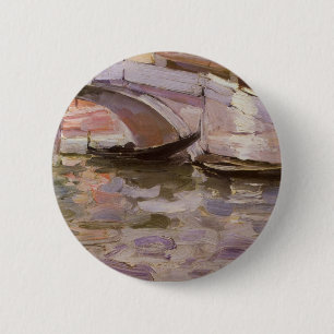 Gondolas by John Singer Sargent, Impressionism Art 6 Cm Round Badge