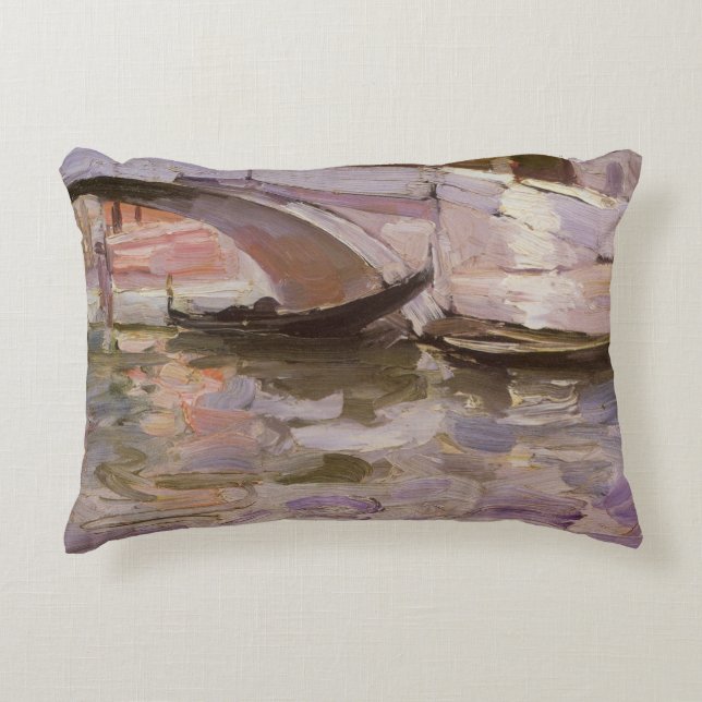 Gondolas by John Singer Sargent, Impressionism Art Decorative Cushion (Front)