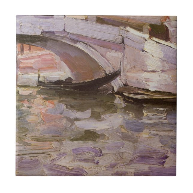 Gondolas by John Singer Sargent, Impressionism Art Tile (Front)