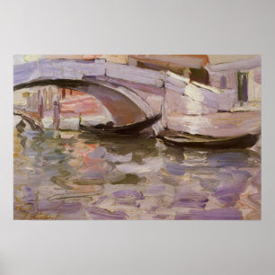 Gondolas by Sargent, Vintage Victorian Fine Art Poster