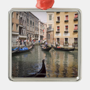 Gondolas in a canal, Venice, Italy Metal Tree Decoration