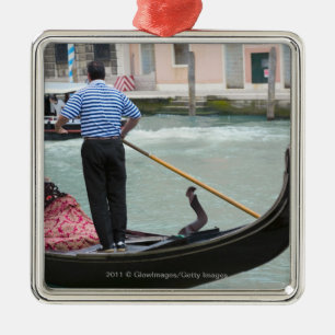 Gondolas in Venice canal Metal Tree Decoration