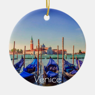 Gondolas in Venice, Italy Ceramic Tree Decoration