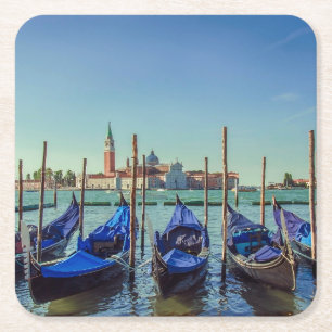 Gondolas in Venice, Italy Square Paper Coaster