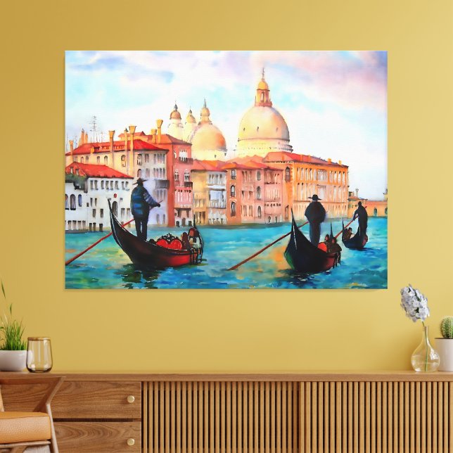 Gondolas of Venice Canvas Print (Insitu(LivingRoom))