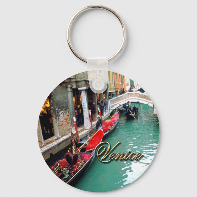 Gondolas on a Venetian canal Key Ring (Front)