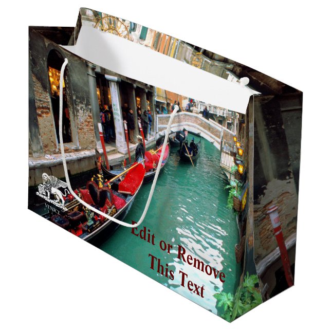 Gondolas on a Venetian canal Large Gift Bag (Front Angled)
