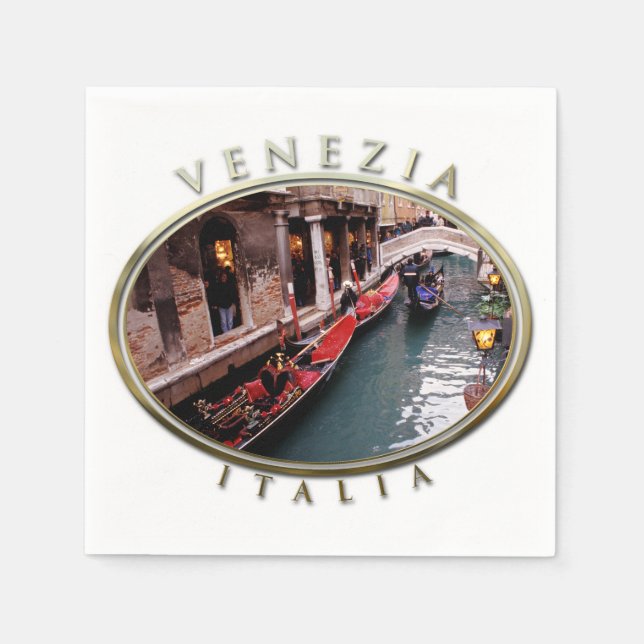 Gondolas on a Venetian canal Napkin (Front)