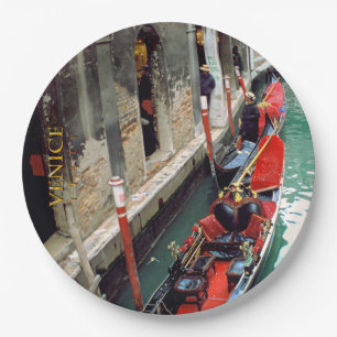 Gondolas on a Venetian canal Paper Plate